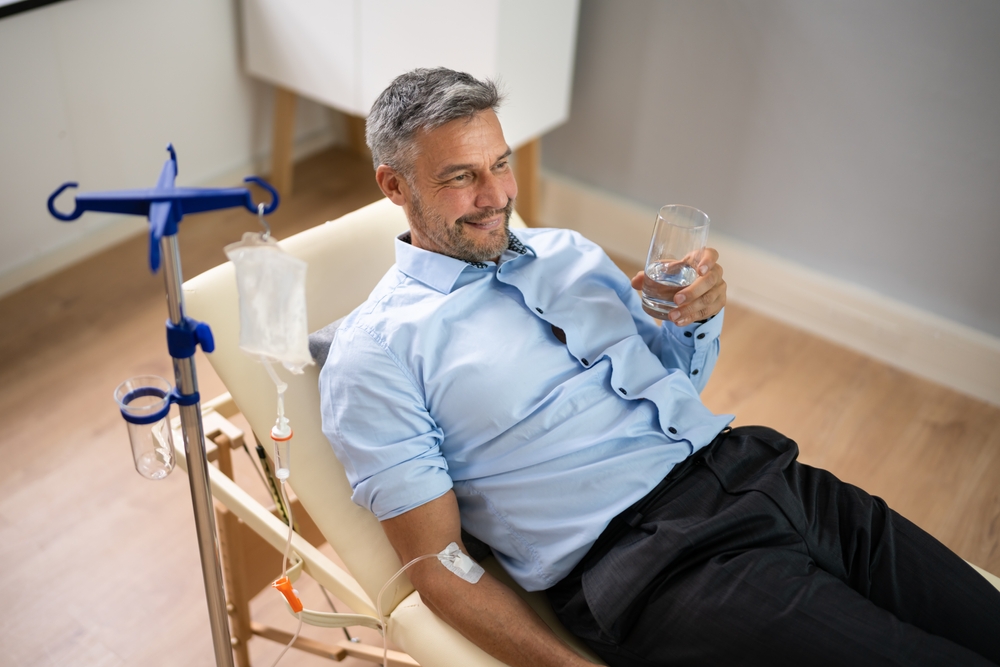 Man during a NAD+ infusion
